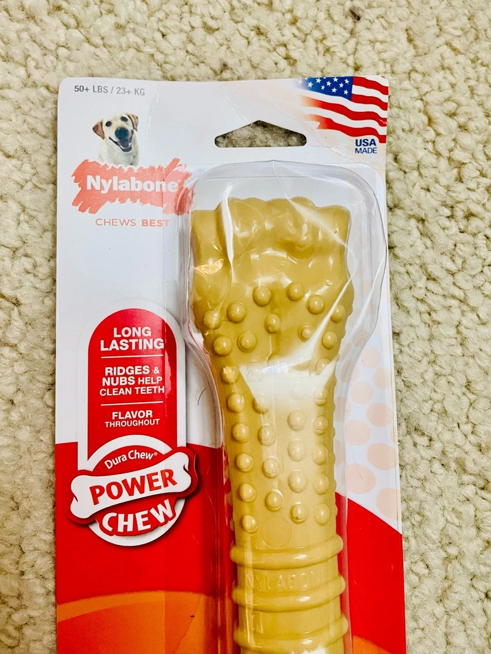 Power Chew Peanut Butter Flavor Durable Dog Chew Toy - Tan/White